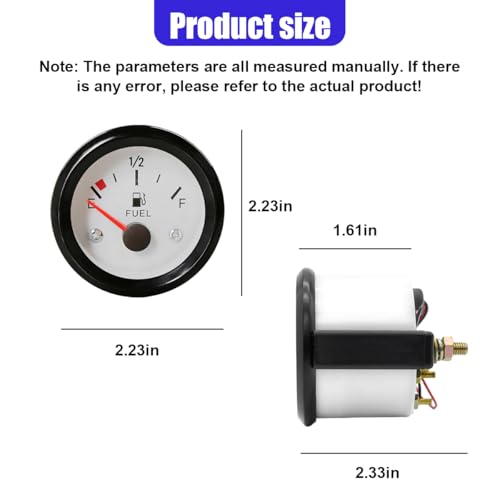2" 52mm 12V Fuel Level Gauge Meter Kit with Nut/Bracket, White - color: White