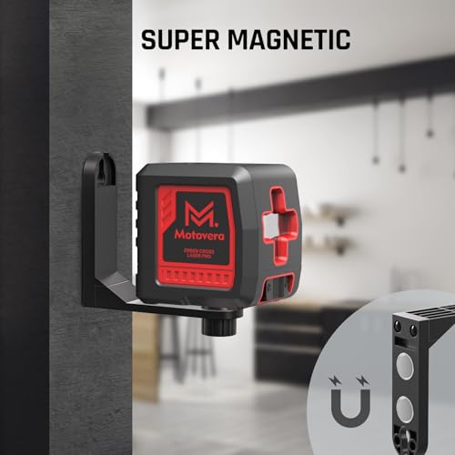 Self-Leveling Laser Level, 100Ft Green Cross Line Rotary Laser Tool - 4 Brightness Modes, Manual & Pulse Mode for Indoor/Outdoor Use, IP54 Waterproof with Carrying Bag - size: M