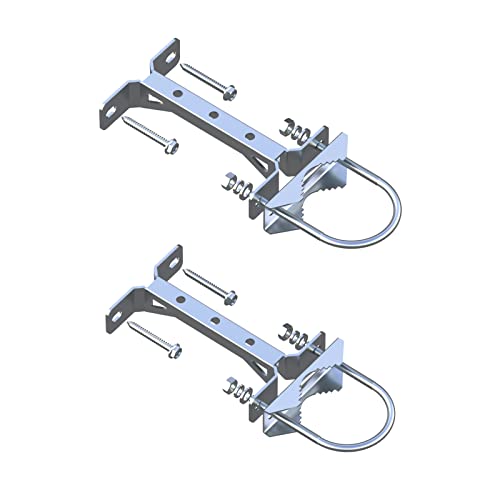 2 PCS Stainless Steel Antenna Mount Wall Mount Antenna Mast Clamp V Jaw Bracket Accessories Kit [ Without The Pole ] for TV CB Ham Outside Home