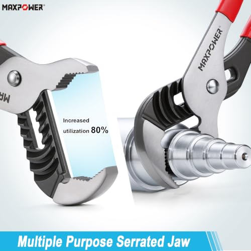 MAXPOWER 8 12 16-inch Groove Joint Pliers, Quick Adjustment Pliers Set - size: 8" 12" 16"