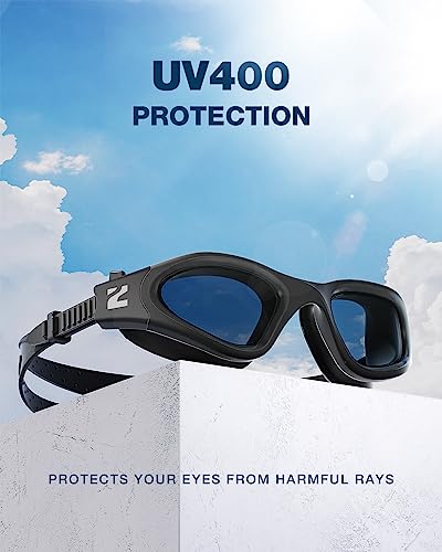 ZIONOR Swim Goggles, G1 SE Swimming Goggles Anti-Fog for Adult Men Women - color: A2-smoke Lens Allblack Frame