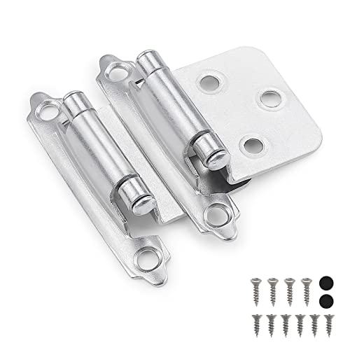 40 Pack-20 Pairs 1/2" Overlay Cabinet Hinges, Polished Chrome Self-Closing Semi-Concealed Face Mount,Decorative Hardware with Screws - color: Polished Chrome, size: 1/2 inch Overlay