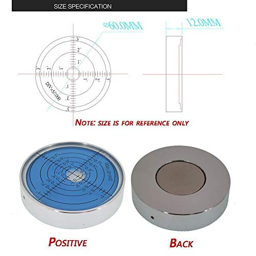 Aluminum alloy high precision horizontal bubble universal high precision small level bubble level meter circular bubble correction Convenient and quick (Silver-blue - with magnetic-luminous) - color: Silver-blue - With Magnetic-luminous