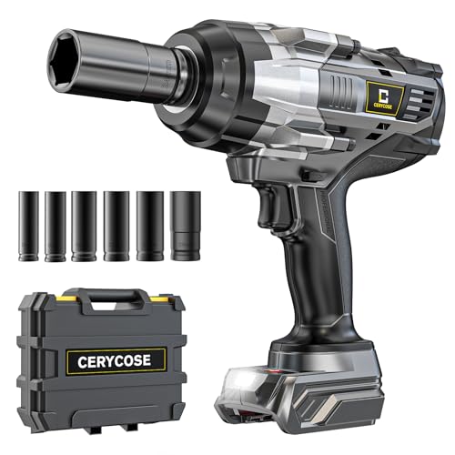 Cerycose Cordless Impact Wrench 1/2 inch Compatible with DeWalt 20V Battery: 1700FT-LBS High Torque Impact Wrench with 6 Sockets & Case - Brushless Electric Impact Gun LED Work Light, Bare Tool - size: 1/2inch, style: Fit for DeWalt（include 6 Sockets）