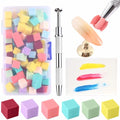 Fcozpjk 100PCS Soft Ombre Nail Sponge With Grabber Pen Polish Palette Paper - color: Colorful Sponges