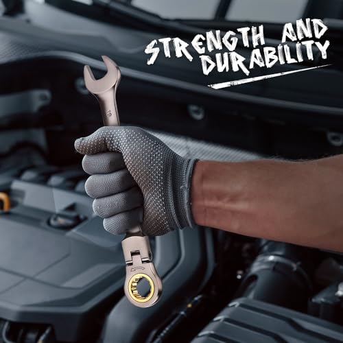 HORUSDY 12-Piece Metric Flex-Head Ratcheting Wrench Set with Organizer | 8-19 mm Ratchet Combination Wrenches Set | 72-Teeth | Chrome Vanadium Steel - style: 12-Piece Metric Flex-Head Ratcheting - Pro