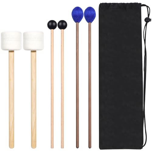 Drum Mallets Kit – 3 Pairs - Felt Timpani, Rubber, Marimba, Percussion Instrument Beginner Accessories for Steel Drum, Bass Drum, Glockenspiel, Xylophone Mallet - size: 3 pairs