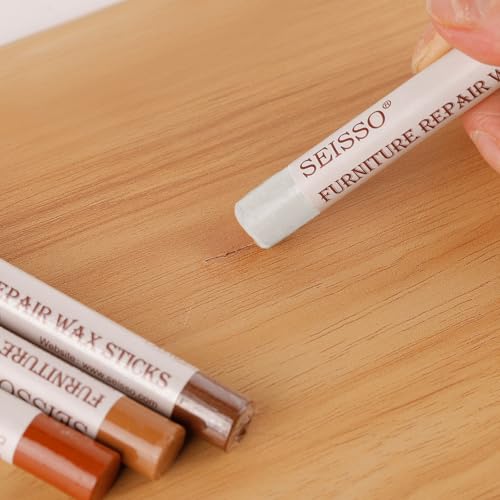 SEISSO Furniture Repair Crayon, 6 Pcs - Wood Filler Sticks, Scratch Repair Wax, Furniture Marking Repair - Scratch, Cracks, Hole, Table, Wood Floor, Guitar, Covering, Instrument Fill Sticks-White - color: White 6pcs