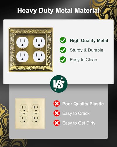 2-Pack Paisley Pattern Double Duplex Outlet Cover,Metal Switch Plates - style: 2 Duplex 2PK