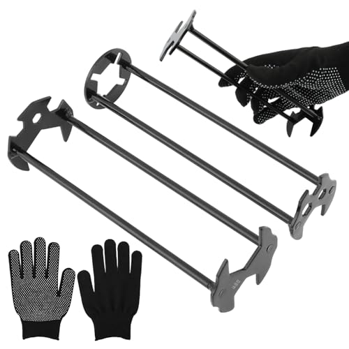 2Pcs Multifunctional Basin Wrench Set,7Sizes Faucet Wrench with Gloves,Universal Under Sink Plumbers Tool,Two-Shaft Design Four-Jaw Hex Faucet tool for Kitchen & Bathroom(Black)