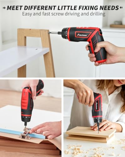 AVID POWER 4V Electric Cordless Screwdriver Set 5.65Nm 37 Bits with Case - color: 1-red