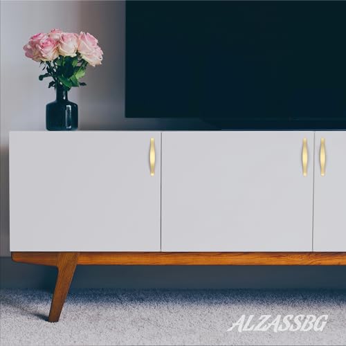 Alzassbg Brushed Gold Cabinet Pulls and Handles 10 Pack, AL3028MGP - color: Brushed Gold, size: 3" Hole Center