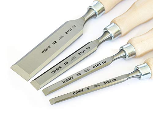 Narex Chisel Set 4 Pieces (8/10/16/32) - color: Natural Lacquered