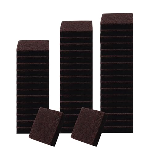 48 Pcs 1"/25mm Square Felt Furniture Pads, 5mm Thick, Brown - size: 1 inch