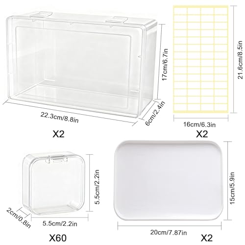 Bead Organizer Box, 124 Pcs Small Jewelry Making Organizers, With Classification Tags and Trays, Plastic Bead Organizer Applicable to Jewelry, Diamonds, Clay Beads, Screws, Seeds, Small Parts - color: Transparent 60 pack
