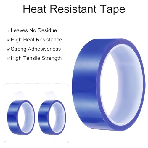 uxcell Blue Heat Tape, 1 Roll 30mmx33m 108ft High Temperature Heat Resistant Tape for Sublimation,Heat Vinyl Press,Heat Transfer, Circuit Board, No Residue - color: Blue, size: 30mmx33m