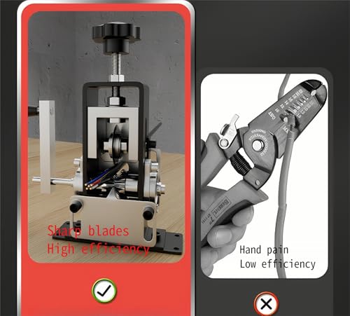 cjc Wire Stripper Machine, for 0.06"-1" Scrap Wires Hand Crank Wire Stripping Machine (Drillable), 3-Channels Wire Peeling Tool for Efficient Copper Cable Stripping, 2 x Spare Blades