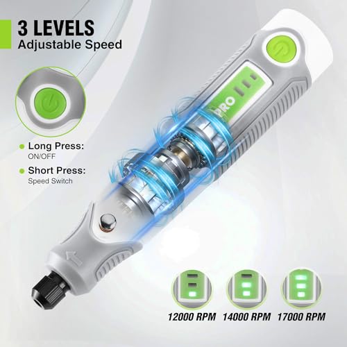 WORKPRO Mini Rotary Tool Kit, 3-Speed DIY Engraving, Carving & Cutting - color: White