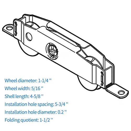 Huazu Heavy-Duty Sliding Door Rollers - 1-1/4" Steel Ball Bearing, Adjustable Sides, 2-Piece Set with Screen Door Roller Assembly for Courtyard Doors