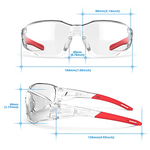Clear ANSI Z87.1 Safety Glasses Eye Protection Goggles - color: Red