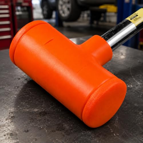 Stark USA 9-Pounds Dead Blow Hammer Mallet with Non-Marring Rubber Coating 9lbs Head Checkered Grip Handle Rebound Resistant Unibody Molded, Orange - size: 9LBS