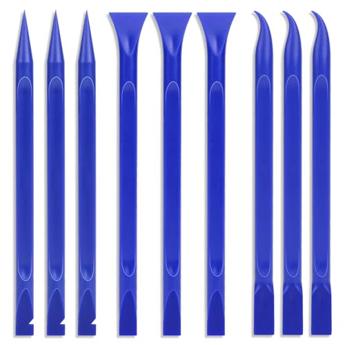Car Crevice Cleaning Tool, 9 Pieces No-Scratch Plastic Scraper Tool for Tight Spaces, Multi-Use Small Paint Scraper Tool Sticker Remover for Kitchen, Crevices, Food, Paint, Labels, Oil Stains, Dirt - color: Blue