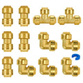 SUNGATOR Plumbing Fittings 1/2 Inch, Push Pex Fittings Set, Brass, 12-Pack - style: 5C+5E+2T, 12 Pack