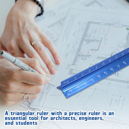 Biaungdo 3 Pack Architect Engineer Scale Ruler 12 Inch Blue for Drafting