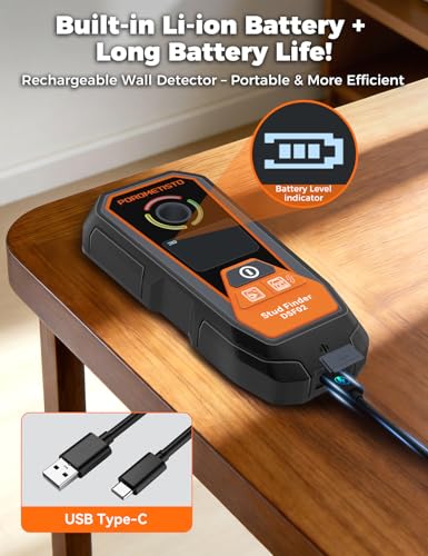 Rechargeable 6 in 1 Stud Finder Wall Scanner POROMETISTO,High Range Measure