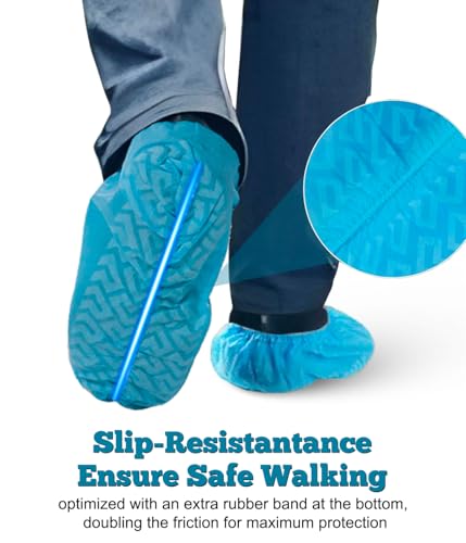 XL Non-Slip Disposable Shoe Covers for Indoors 50 Pack Blue, Fits Men’s US 13 - color: Blue 50 Pcs (Xl)