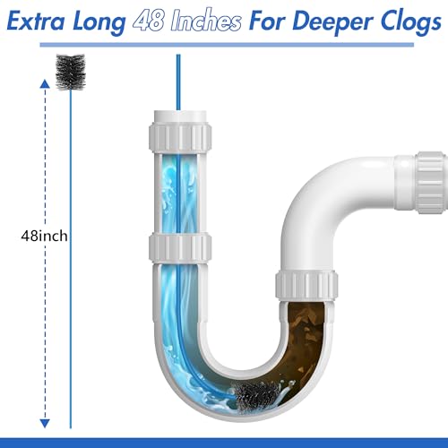 3 Pcs Condensate Trap Flexible Drain Brush, 48 Inch AC Drain Line Cleaning Brush for AC & HAVC Condensate P Trap, Blue - color: Blue, size: 48 Inch