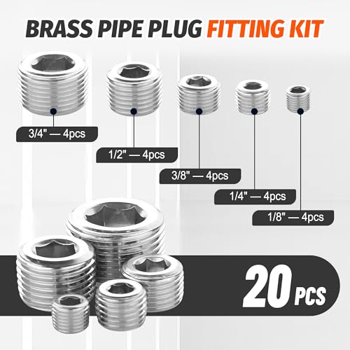 20Pcs Stainless Steel Pipe Socket Plugs,1/8" 1/4" 3/8" 1/2" 3/4" - size: Socket Plug