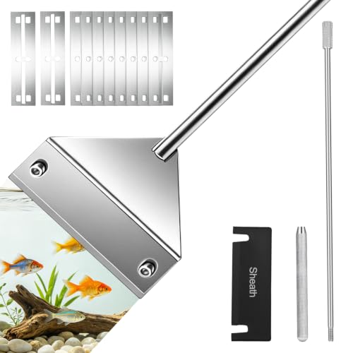 25 in Algae Scraper for Glass Aquariums - with Sheath, 10 Blades