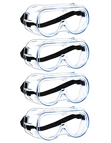 MELASA Safety Goggles ANSI Z87.1 Anti-Fog Protective Lab Goggles Chemistry - color: Clear - 4 Pcs