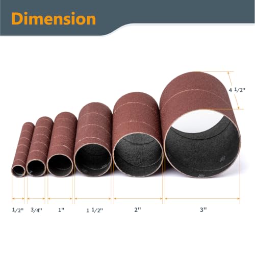 POWERTEC 11240 4.5 Inch Sanding Sleeves for Spindle Sander in 6 Sizes with Assorted Grits 80, 120, 240 | Aluminum Oxide Sandpaper Sanding Sleeve Assortment in Dia. 1/2, 3/4, 1, 1-1/2, 2 & 3-18 PK - style: Assorted Grit Sanding Sleeves (18pk)