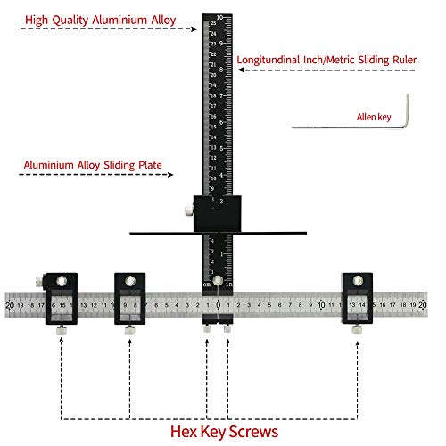 Cabinet Hardware Jig Tool Adjustable Drill Template Guide Aluminum Alloy Cabinet Handle Jig Cabinet Jig for Doors Handles Pulls Black