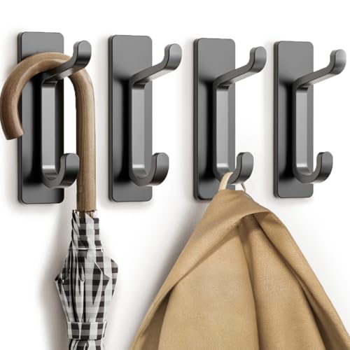 pickpiff 13LB Strong Stick-on Hooks for Coat & Towel, Grey 4 Pack - color: Gray, size: 4 Pack