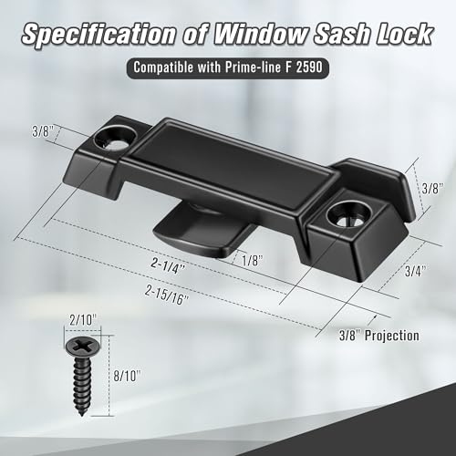 Saillong 3 Pack Window Sash Locks Compatible with Prime-Line F2590, Black - color: Black