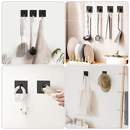 VIS'V Adhesive Towel Hooks, Shower Wall Stick on Hooks, Black, 4 Pcs - color: Black