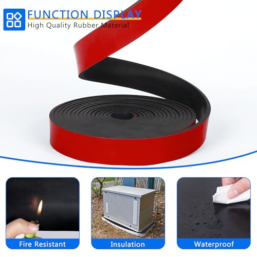 WochiTV Adhesive Solid Rubber Strips, 1" Wide x 1/8" Thick x 180" Long Self Stick Black Neoprene Rubber Rolls Perfect for DIY Insulation Cushion Gasket, Sealing, Liner, Weather Striping - size: 1" W X 180" L, style: 1/8" Thick Adhesive