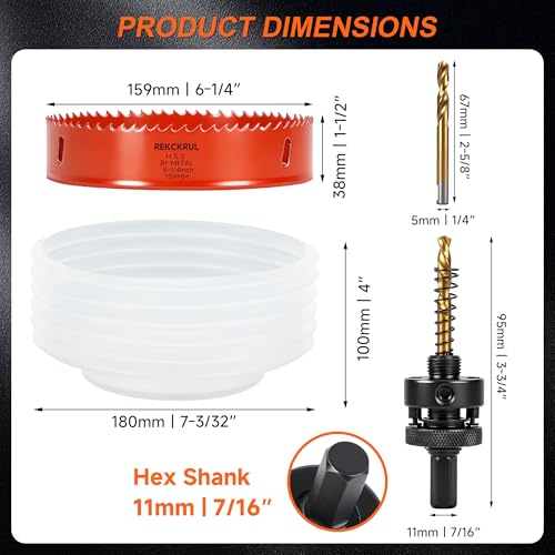 (159mm | 6-1/4 Inch) HSS M42 with 8% Cobalt Bi-Metal Hole Saw - size: 159mm | 6-1/4 Inch