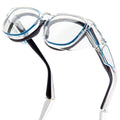 LianSan Safety Glasses Over Eyeglasses for Women - Anti-Fog Goggles Fit Over Eyewear for ANSI Z87.1 Certified - color: Shinny Blue/Clear