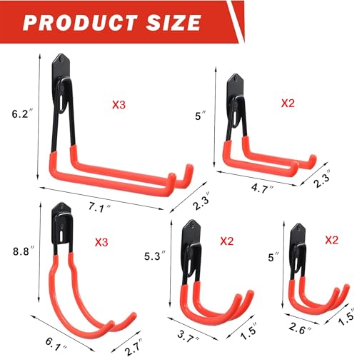 Wallmaster Garage Hooks Organizer Kit, 12 Pack Adjustable Shelving Hooks - size: 12 pcs-Orange