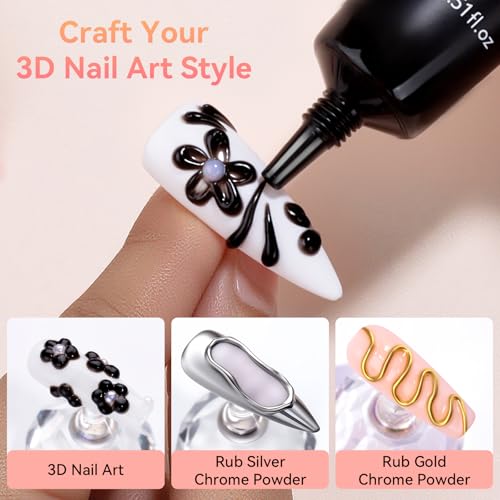 Makartt 3D Nail Gel, 15g Black Sculpting Gel Glue for Molding and Drawing - color: A03-Noir