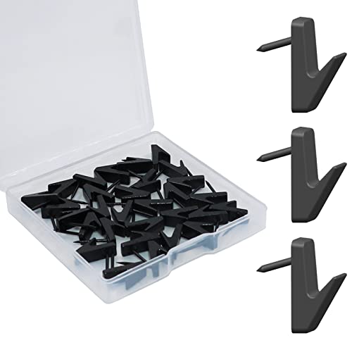 50 PCS Picture Hanging Nails Hooks, Push Pins Thumbtacks for Wall, Wall Hooks Picture Hangers, Renter Freindly Decor Small Nails for Hanging Pictures Tapestry Frame Art - style: V Shape Hooks Black