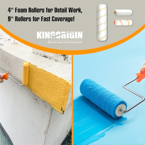 18 Pcs Paint Roller Kit - 9" & 4" Paint Roller with Paint Tray - color: 18 Pack, 9" & 4" roller