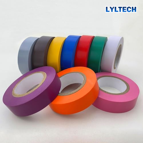 LYLTECH Matte Rainbow Electrical Tape 3/4 Inch x 60 Ft x 10 Colors