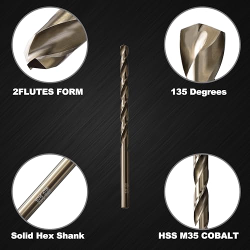 5/32 Cobalt Drill Bits for Metal and Hardened Steel (10Pcs) - size: 5/32 in (10 pcs)