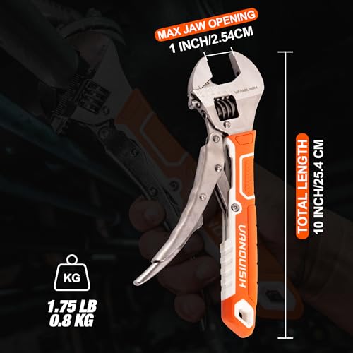 VANQUISH 10'' Locking Adjustable Wrench Extreme Grip, CR-V Steel TPR Handle, Wrench for Auto Repair, General Assembly, Maintenance, Plumbing, 3160