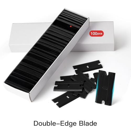 NEWISHTOOL 2 Pcs Long Handle Plastic Razor Blade Scraper and 100 PCS Blades